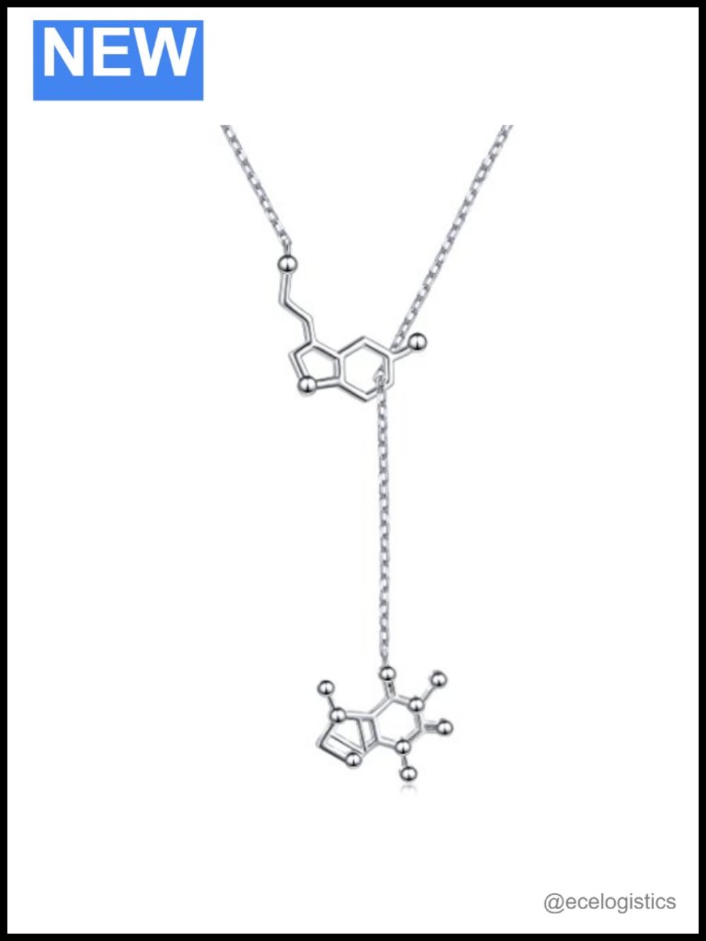 925 Sterling Silver Serotonin Molecule Pendant Necklace Science Jewelry Gift